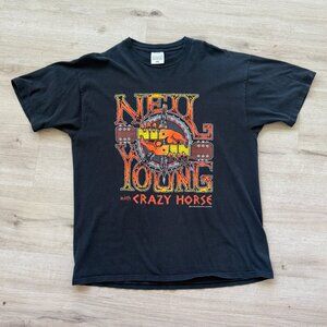 VTG 1996 Neil Young and Crazy Horse Tour T-Shirt XL Black Nice Man Rock Band